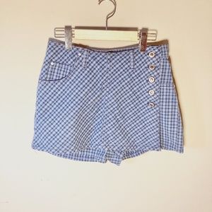 Levis Deadstock! Silver Tab Button Fly Blue Gingham SKORT  30W - Vintage Levi